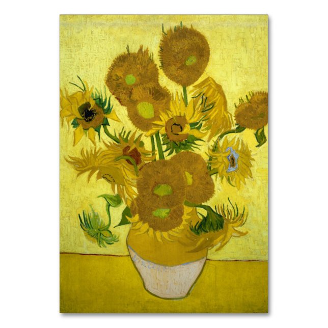 Tarjeta De Mesa Sunflowers de Vincent Van Gogh (Anverso)
