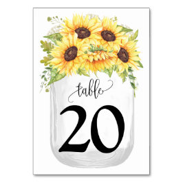 Tarjeta De Mesa Sunflowers Mason Jar Country Wedding