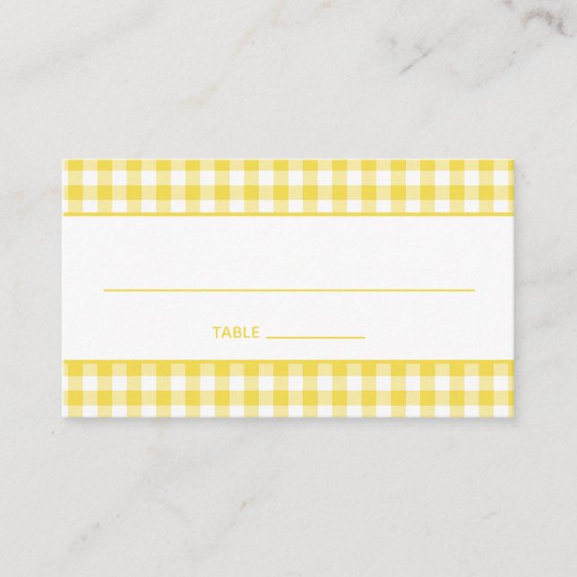 Tarjeta De Mesa Sunshine Yellow Country Gingham (Anverso)