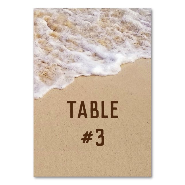 Tarjeta De Mesa Surf de bodas de playa (Anverso)