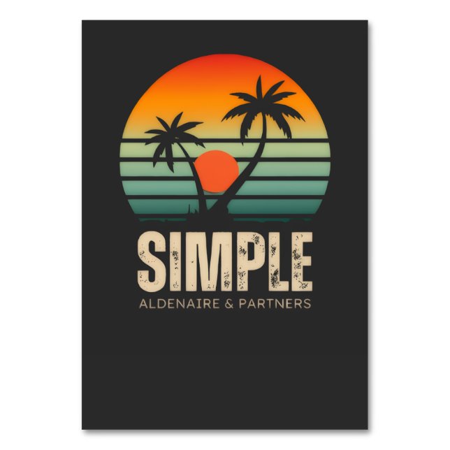 Tarjeta De Mesa T-shirt Simple Sunset - Tropical vibes design (Anverso)