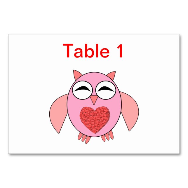 Tarjeta De Mesa Taberna de Personalizable de búho de amor rosa (Anverso)