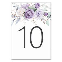 Tarjeta De Mesa Tabla 10 Acuarela Boda morado floral