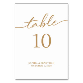 Tarjeta De Mesa Tabla 10 Boda personalizado de caligrafía de oro