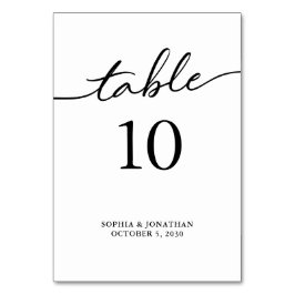 Tarjeta De Mesa Tabla 10 Boda personalizado de caligrafía negra