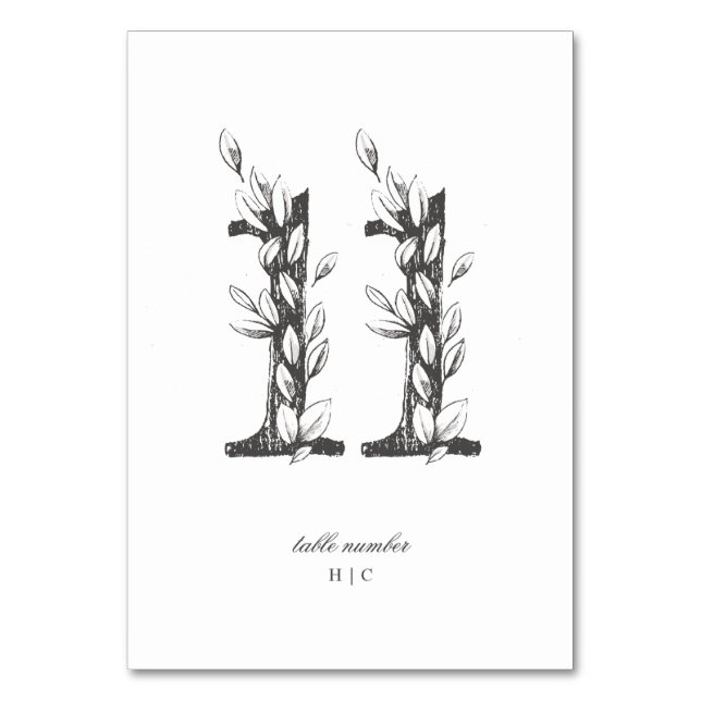 Tarjeta De Mesa Tabla 11 Hermosa Boda de guirnaldas florales (Anverso)