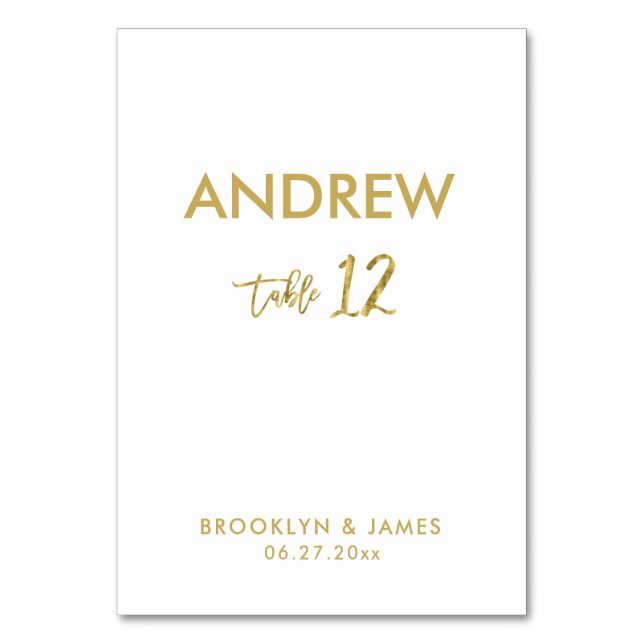 Tarjeta De Mesa Tabla 12 Boda de efectos de Relieve metalizado dor (Anverso)