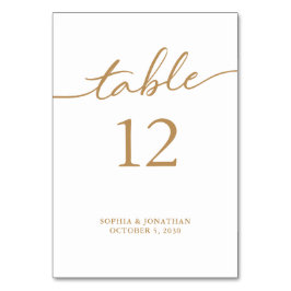 Tarjeta De Mesa Tabla 12 Boda personalizado de caligrafía de oro
