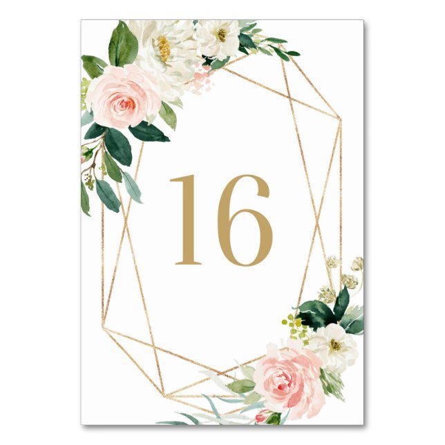 Tarjeta De Mesa Tabla 16 de flores de primavera en acuarela geomét (Anverso)