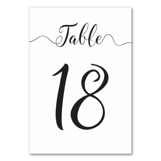 Tarjeta De Mesa Tabla 18 Bodas Números de tabla (Anverso)