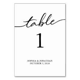 Tarjeta De Mesa Tabla 1 Boda personalizado de caligrafía negra