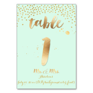 Tarjeta De Mesa Tabla 1/espoletas de oro/color DIY/menta