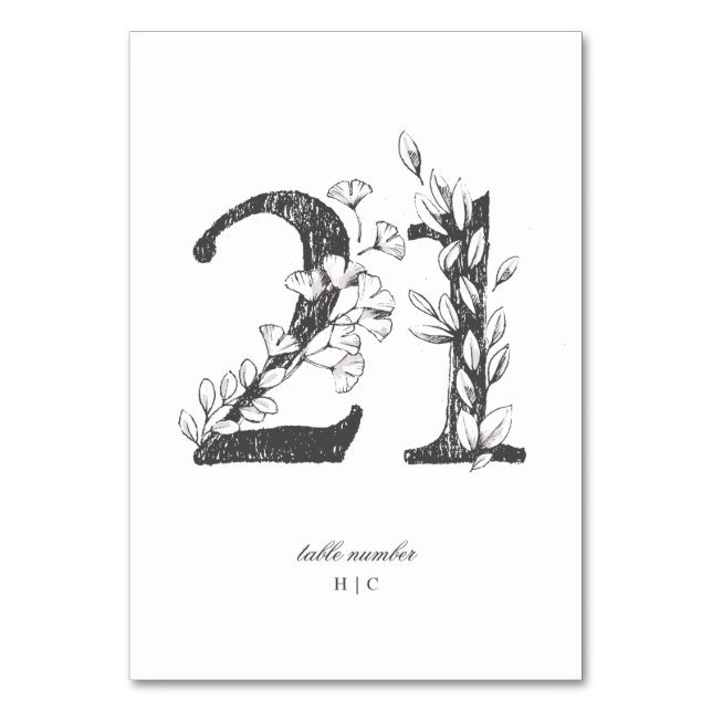 Tarjeta De Mesa Tabla 21 Hermoso Boda de guirnaldas florales (Anverso)