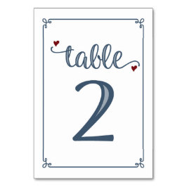 Tarjeta De Mesa "Tabla 2" Azul turbio y rojo oscuro