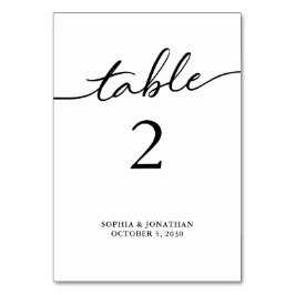 Tarjeta De Mesa Tabla 2 Boda personalizado de caligrafía negra
