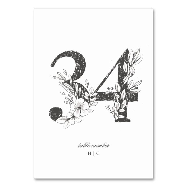 Tarjeta De Mesa Tabla 34 Hermosa Boda de guirnaldas florales (Anverso)