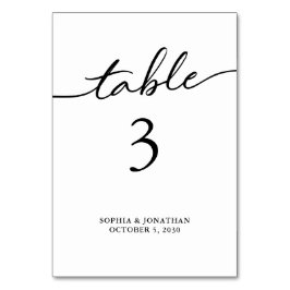 Tarjeta De Mesa Tabla 3 Boda personalizado de caligrafía negra