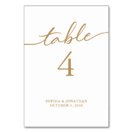 Tarjeta De Mesa Tabla 4 Boda personalizado de caligrafía de oro