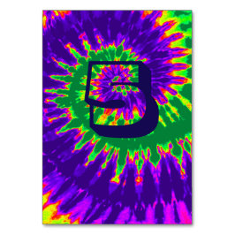 Tarjeta De Mesa Tabla 5 Boda de colorantes de espiral morado y ver