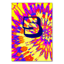 Tarjeta De Mesa Tabla 5 Boda de tinte de tinta de espiral amarilla