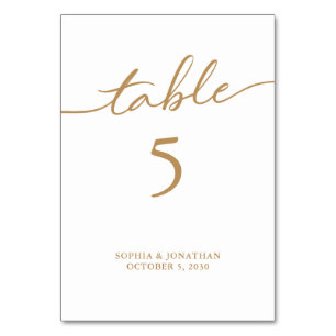 Tarjeta De Mesa Tabla 5 Boda personalizado de caligrafía de oro