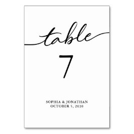 Tarjeta De Mesa Tabla 7 Boda personalizado de caligrafía negra