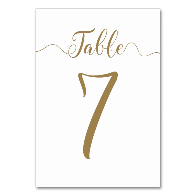Tarjeta De Mesa Tabla 7 de 30 Bodas Números de tabla Oro (Anverso)