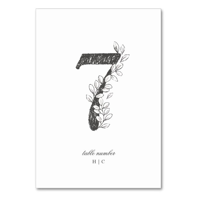 Tarjeta De Mesa Tabla 7 Hermoso Boda de guirnaldas florales (Anverso)