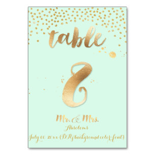 Tarjeta De Mesa Tabla 8/espolvorines de oro/color DIY/menta