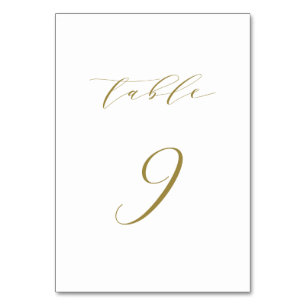 Tarjeta De Mesa Tabla 9 Boda de guiones Minimalistas dorados