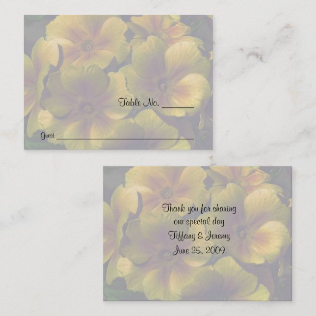 Tarjeta De Mesa Tabla Boda de flores de rosa amarilla (Anverso / Reverso)