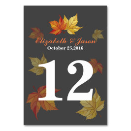 Tarjeta De Mesa Tabla Boda de hojas de arce simples en caída