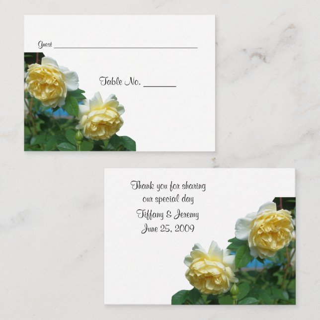 Tarjeta De Mesa Tabla Boda de rosas amarillas (Anverso / Reverso)