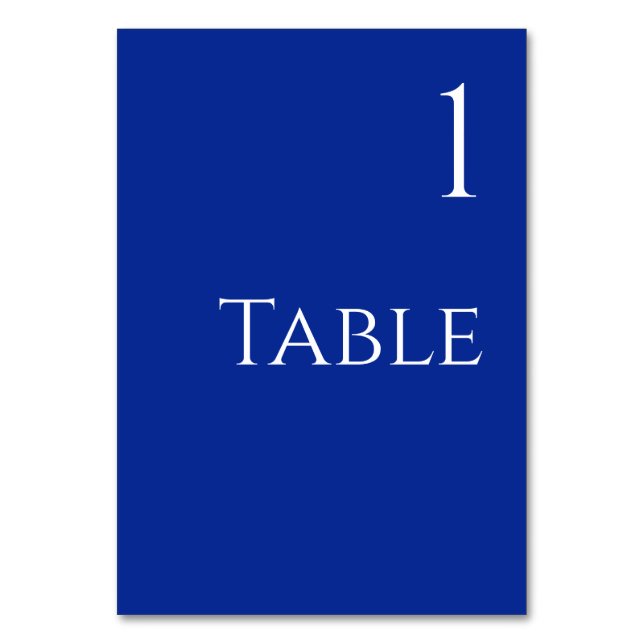 Tarjeta De Mesa Tabla boda Número-Azul y Blanco- (Anverso)