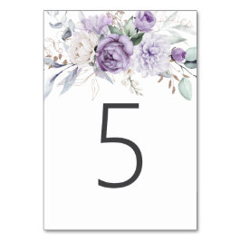 Tarjeta De Mesa Tabla cinco acuarela Boda morado floral