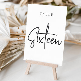 Tarjeta De Mesa Tabla con guiones de mano blanca y negra 16