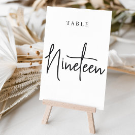 Tarjeta De Mesa Tabla con guiones de mano blanca y negra 1900