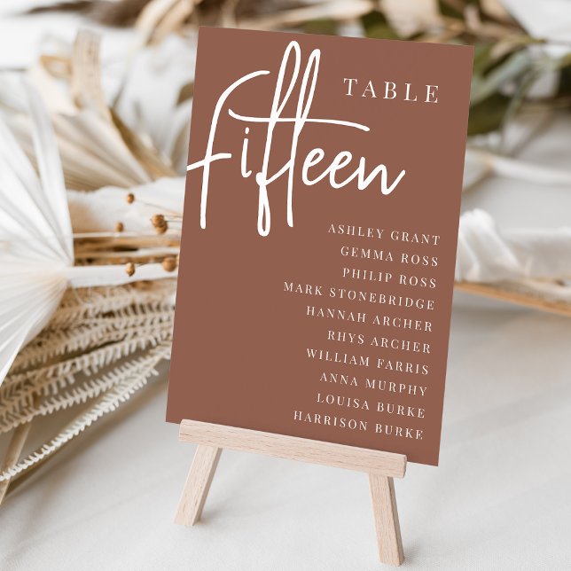 Tarjeta De Mesa Tabla con guiones de mano de roya QUINCE + nombres (Subido por el creador)