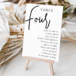 Tarjeta De Mesa Tabla con guiones manuales CUATRO   Nombres de inv<br><div class="desc">Las tarjetas de número de tabla simples y de moda en blanco y negro clásicos hacen una declaración elegante en su boda o evento. Las funciones de diseño "table [number]" se encuentran en una mezcla impresionante de letras clásicas de sif y manuscritas, con nombres de invitados individuales debajo. El diseño...</div>