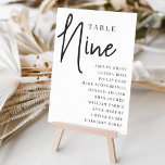 Tarjeta De Mesa Tabla con guiones manuales NUEVE   Nombres de invi<br><div class="desc">Las tarjetas de número de tabla simples y de moda en blanco y negro clásicos hacen una declaración elegante en su boda o evento. Las funciones de diseño "table [number]" se encuentran en una mezcla impresionante de letras clásicas de sif y manuscritas, con nombres de invitados individuales debajo. El diseño...</div>
