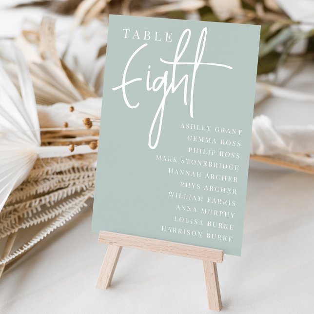 Tarjeta De Mesa Tabla con guiones manuales OCHO + Nombres de invit (Subido por el creador)