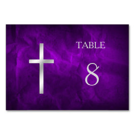 Tarjeta De Mesa Tabla cruzada cristiana morada plateada