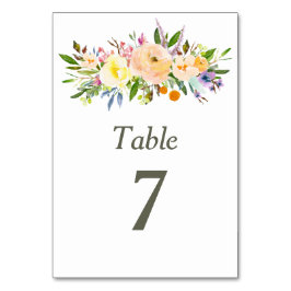 Tarjeta De Mesa Tabla de acuarela de flores y guijarros