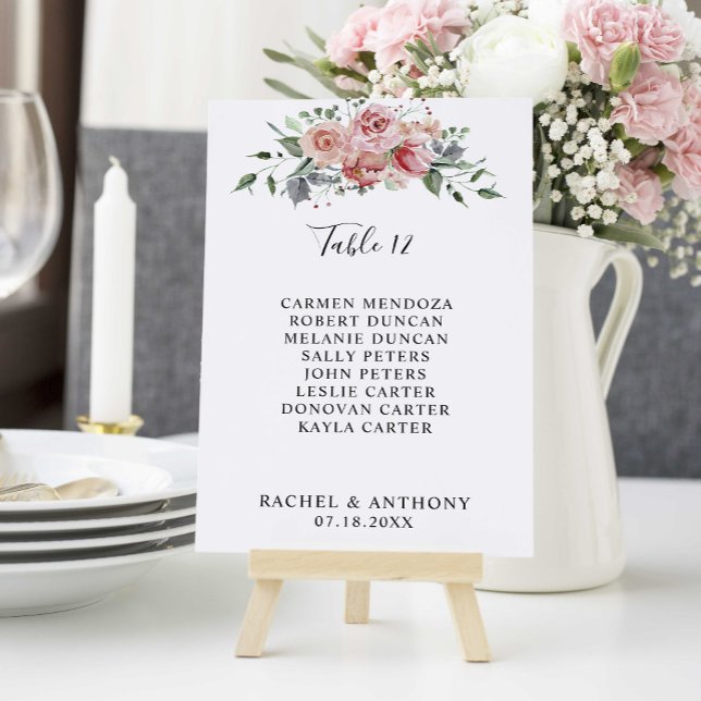 Tarjeta De Mesa Tabla de asientos boda Rubor Floral rosa (Subido por el creador)