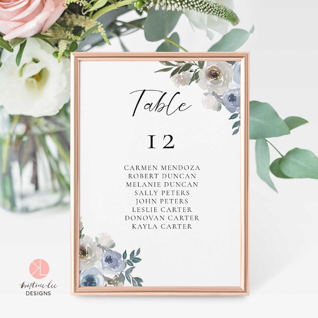 Tarjeta De Mesa Tabla de asientos de Boda azul turbio (Subido por el creador)
