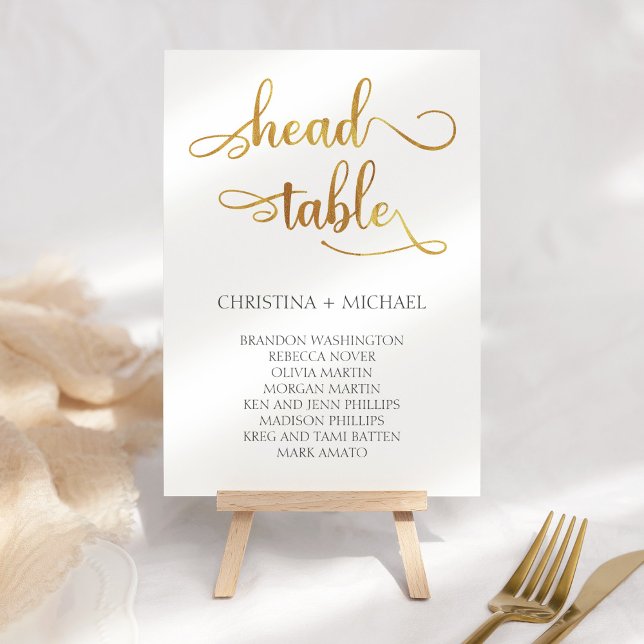 Tarjeta De Mesa Tabla de asientos de Boda "Head Table" Gold 3.5x5 (Subido por el creador)