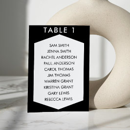 Tarjeta De Mesa Tabla de asientos de Bodas de hexágono blanco y ne