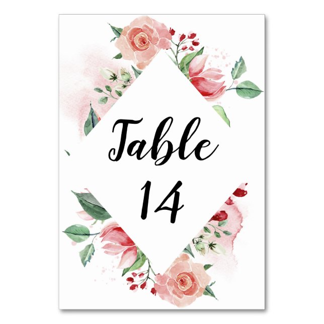 Tarjeta De Mesa Tabla de asientos de la recepción de la boda acuar (Anverso)