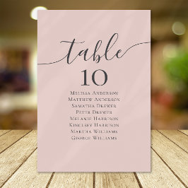 Tarjeta De Mesa Tabla de asientos de mesa Boda de caligrafía rosa 