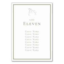 Tarjeta De Mesa Tabla de asientos de mesa Sage Green Leaves and Be